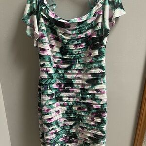 Floral Green and Pink Women's Dress